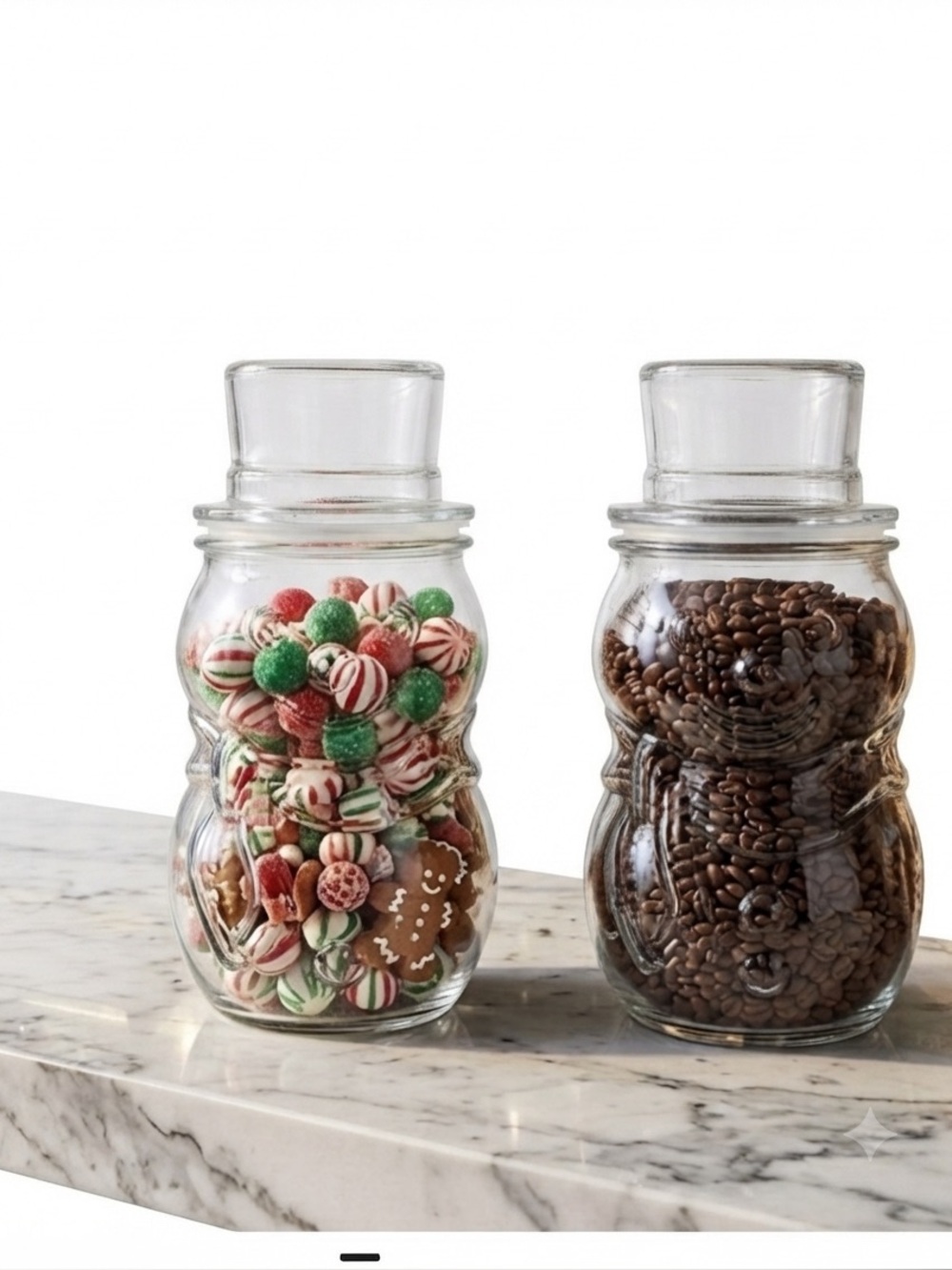 Vintage Libbey Snowmen Glass Canisters